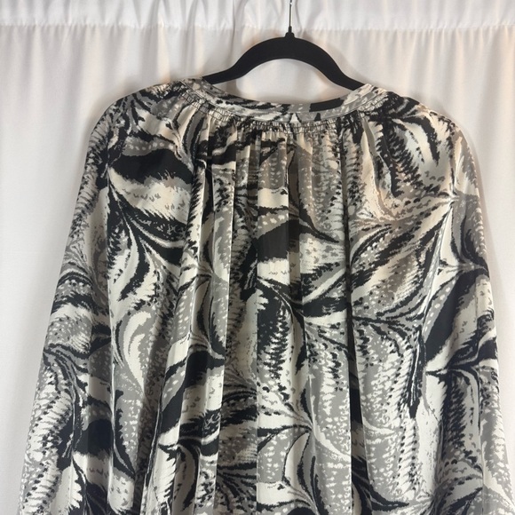 Lane Bryant Top Womens 22 24 Popover Lightweight Long Puff Sleeve Black Gray - Picture 14 of 15